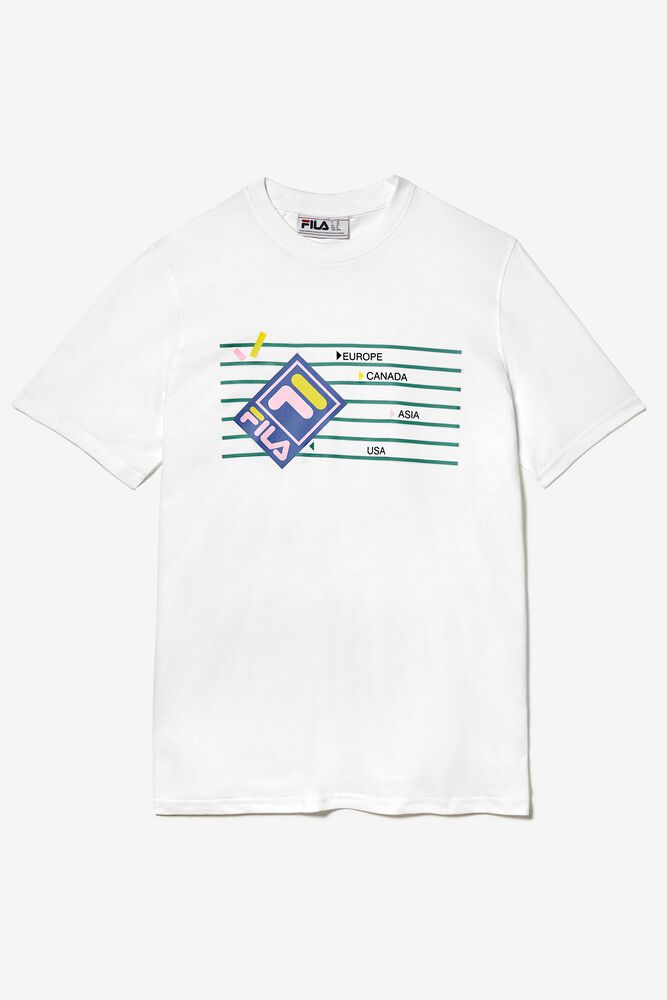 Fila T-Shirt Mens White Graphic - Ireland 32645-KWVM